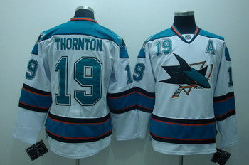 San Jose Sharks 19 Joe thornton white jerseys A patch San Jose Sharks 19 Joe thornton white jerseys A patch