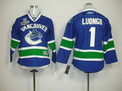 Vancouver Canucks 1 Roberto Luongo BLUE 2011 tanley Cup JERSEY