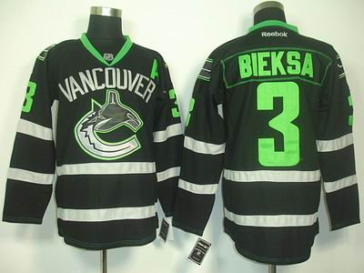 Vancouver Canucks 3 Kevin Bieksa Black ice Jersey