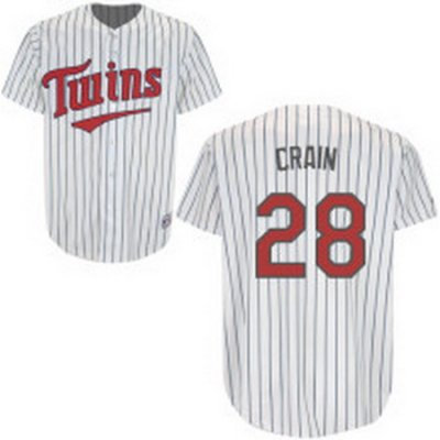 Minnesota Twins 28 Crain White Stripe Home Jerseys