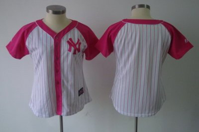 2012 Women Pink Splash Fashion Jersey New York Yankees blank white jerseys
