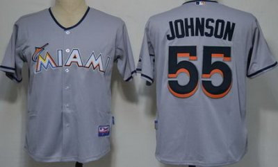 Miami Marlins 55 Johnson Grey 2012 Cool Base MLB Jerseys