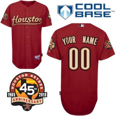 Customized Houston Astros Jersey Red Road Cool Base 45th Anniversary Patch Baseball Jersey