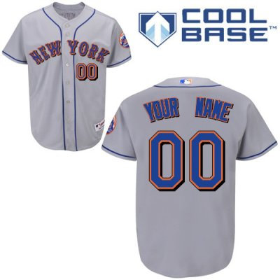 Customized New York Mets Jersey Grey Road Cool Base Baseball Jersey