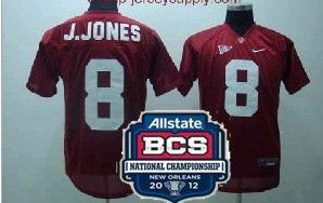 NCAA 2012 BCS National Championship PATCH Alabama Crimson Tide 8 J Jones Red Jersey