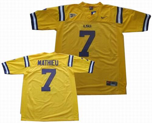NCAA LSU Tigers 7 Tyrann Mathieu Jersey yellow