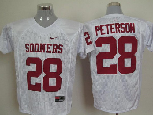 Sooners #28 Adrian Peterson White Embroidered NCAA Jerseys Sooners #28 Adrian Peterson White Embroidered NCAA Jerseys