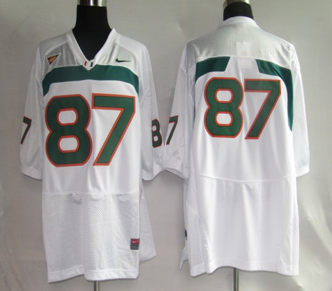Miami Hurricanes Jersey NCAA jerseys 87#  White jersey
