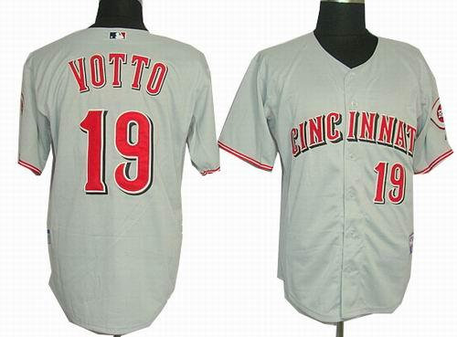 Youth Cincinnati Reds 19 Joey Votto Gray Cool Base Jersey