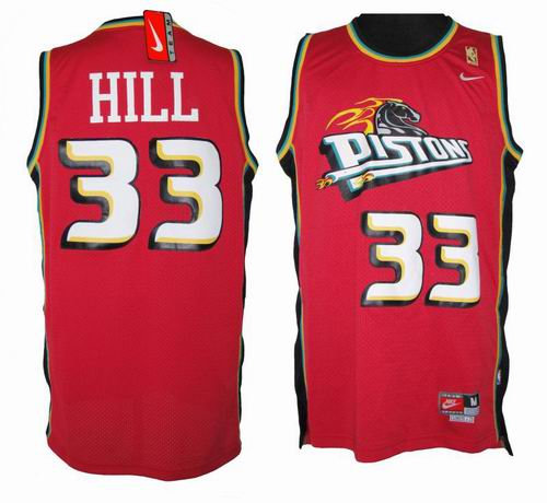 Detroit Pistons 33 Grant Hill red Throwback Jersey