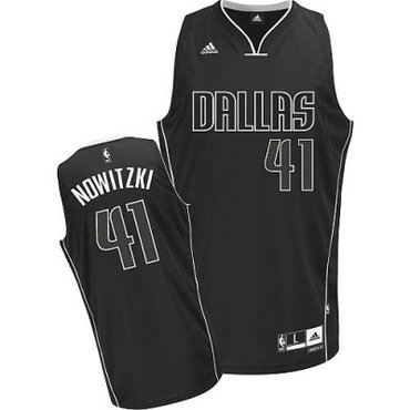 Dallas Mavericks Black & White #41 Dirk Nowitzki Black Swingman adidas Jerseys