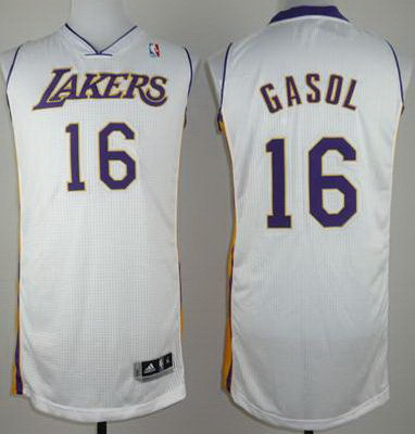 Los Angeles Lakers Revolution 30 16 Pau Gasol White NBA Jerseys