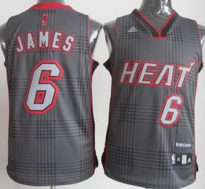 Miami Heat 6 LeBron James Grey Rhythm Fashion Swingman Jerseys