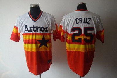 Houston Astros #25 cruz throwback Jerseys white-orange Color Houston Astros #25 cruz throwback Jerseys white-orange Color