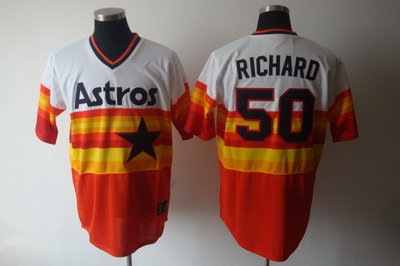 Houston Astros #50 richard throwback white-orange Color