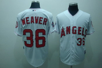 Los Angeles Angels 36 Jered Weaver White Jerseys Cool base Stitched MLB Jersey