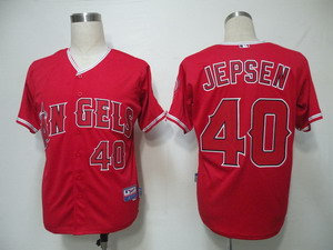 Los Angeles Angels 40 Jepsen Red Cool Base Jerseys