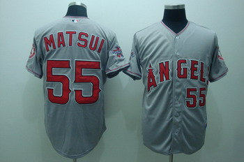 Los Angeles Angels 55 matsui grey Jerseys cool base Los Angeles Angels 55 matsui grey Jerseys cool base
