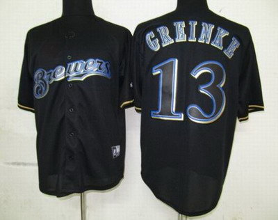 Milwaukee Brewers #13 Zack Greinke Pitch Black Fashion Jersey