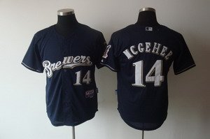 Milwaukee Brewers 14 McGehee Navy Blue Cool Base Jerseys