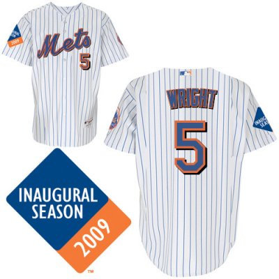 New York Mets Authentic David Wright 5 White Pinstripe 2009 Jersey