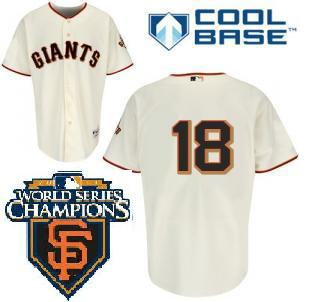 2010 World Series Champions San Francisco Giants 18 Cain Cream Jersey