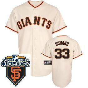 2010 World Series Champions San Francisco Giants 33 Rowand Cream Jersey