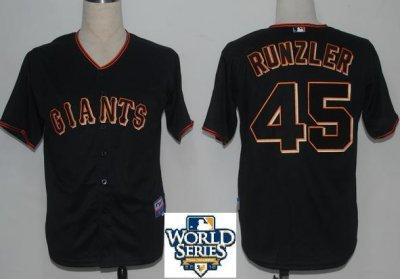 2010 World Series San Francisco Giants 45 Runzler Black Jerseys