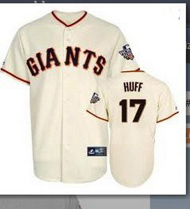 San Francisco Giants 17 Huff 2010 World Series Cream Jersey