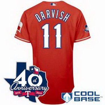 Texas Rangers # 11 Yu Darvish red w 40th Anniversary Patch