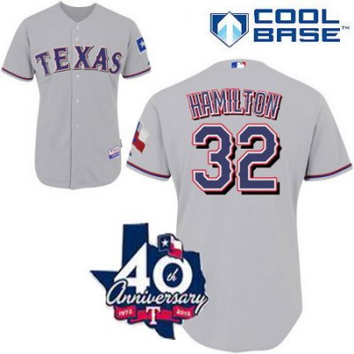 Texas Rangers #32 Josh Hamilton grey w 40th Anniversary Patch