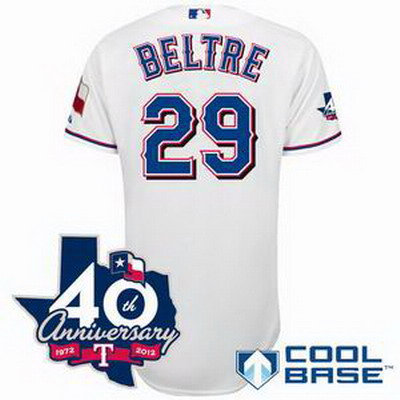 Texas Rangers 29# Adrian Beltre white w 40th Anniversary Patch