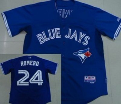 Toronto Blue Jays 24# Ricky Romero 2012 Alternate New Navy Blue Jersey Cool base