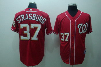 Washington Nationals 37 Stephen Strasburg Red Jerseys Cool base Stitched MLB Jersey