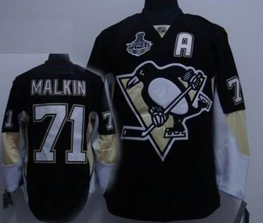 RBK Pittsburgh Penguins EVGENI MALKIN STANLEY CUP #71 A patch  Jersey black