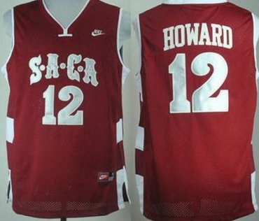 SACA High School Dwight Howard 12 Red Basketball Jerseys