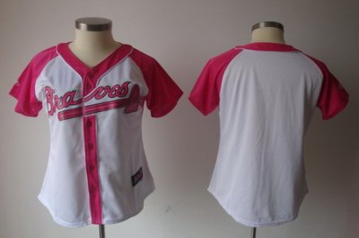 2012 Women Pink Splash Fashion Jersey Atlanta Braves Blank white Jerseys