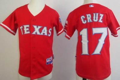 Kids Texas Rangers 17 Nelson Cruz Red Cool Base MLB Youth Jerseys