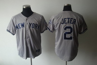 2011 New York Yankees Authentic Jersey #2 Derek Jeter Grey Baseball Jersey