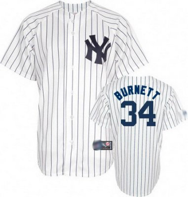 New York Yankees 2010 white Pinstripe 34 A.J. Burnett Jersey