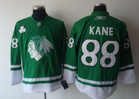 ST PARTYS DAY Chicago Blackhawks 88 Patrick Kane green Jerseys