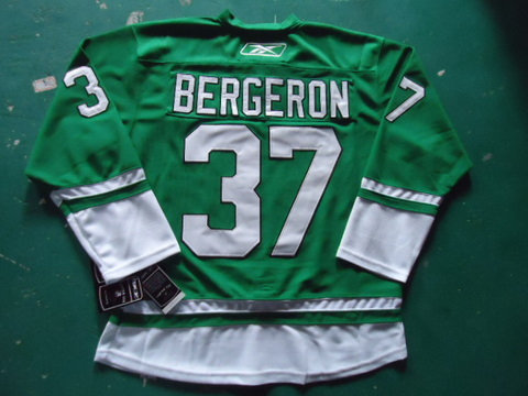 ST PARTYS DAY NHL Boston Bruins 37 BERGERON green jerseys