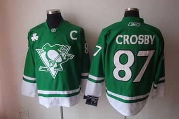 ST PARTYS DAY NHL Pittsburgh Penguins 87 Sidney Crosby green