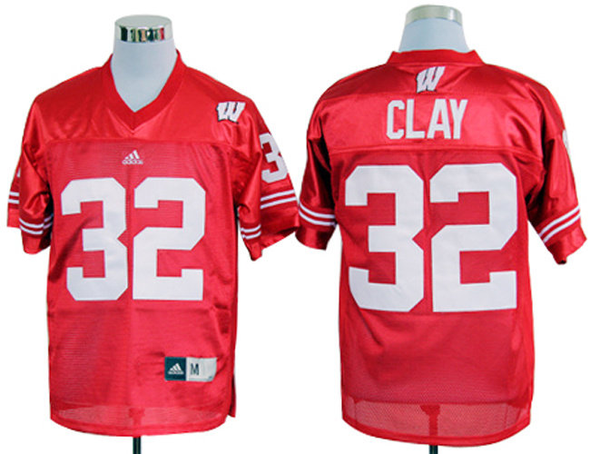 Adidas Wisconsin Badgers John Clay 32 Red College Football Jerseys