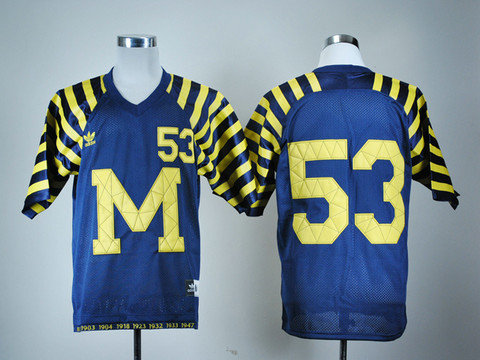 Wolverines #53 Michigan Blue Under The Lights Embroidered NCAA Jerseys