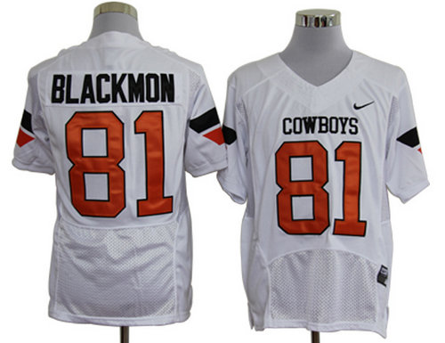 NCAA Oklahoma State Cowboys 81 blackmon white jerseys