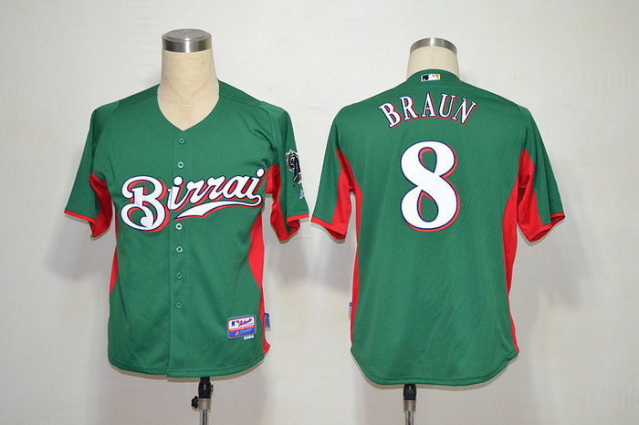 MLB Milwaukee Brewers 8 Ryan Braun Green Jerseys