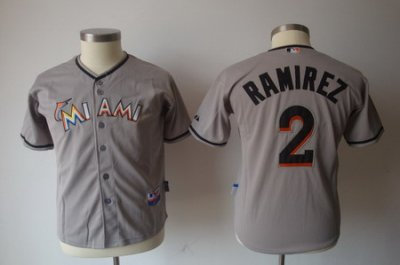 Youth Miami Marlin 2# Ramirez Cool Base Grey Jerseys Youth Miami Marlin 2# Ramirez Cool Base Grey Jerseys