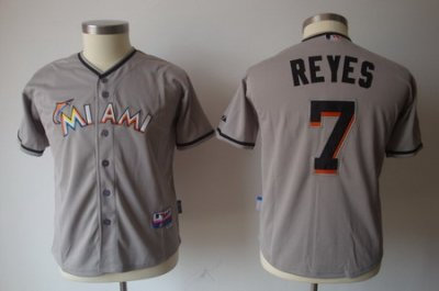 Youth Miami Marlin 7# Jose Reyes Cool Base Grey Jerseys Youth Miami Marlin 7# Jose Reyes Cool Base Grey Jerseys