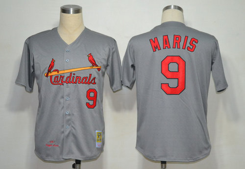 MLB Jerseys St. Louis Cardinals #9 Roger Maris Grey M&N 1967 MLB Jerseys St. Louis Cardinals #9 Roger Maris Grey M&N 1967